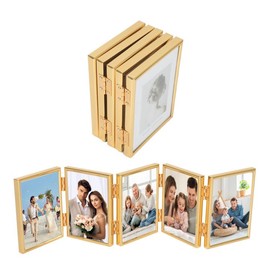 5 Folding Hinged Picture Frame 3.5 x 5'' Folding Picture Frames Foldable Hinged Collage Photo Frames with 5 Opening for Tabletop Foldable Photo Frame for Desktop Family Collage Birthday Christmas Gift