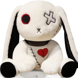 Ponjauk Goth Bunny Plush Rabbit Stuffed Animal Horror Plushies Easter Stuffed Animal Creepy Spooky Bunny Stuffed Animal Crazy Rabbit Plushie Toy