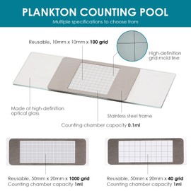 Sedgwick-Rafter Plankton Counting Chamber, Microscope Slide for Phytoplankton/Zooplankton Analysis, Laboratory Water Quality Testing Equipment (1ml 1000Grid)