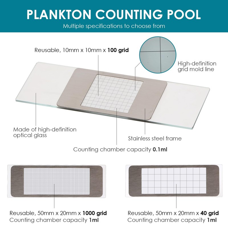 Sedgwick-Rafter Plankton Counting Chamber, Microscope Slide for Phytoplankton/Zooplankton Analysis, Laboratory