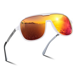 FEISEDY Polarized Sunglasses Men Mirrored One Piece Lens Shades Women Reflective UV Protection Sun Glasses B0277