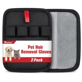 2 Pack Pet Hair Removal Glove for Cats & Dogs | Upgraded Four-Finger Electrostatic Pet Hair Gloves | Reusable Magic Brush Pet Hair Remover Gloves for Laundry, Clothing, Couch, Carpet, Car Seat
