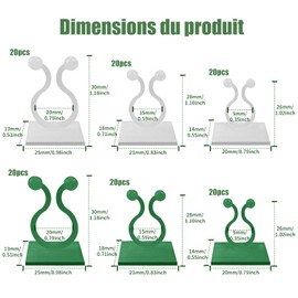 Pack of 120 Plant Clips, 3 Sizes Plant Clips for Climbing Plants, Wall Mounting for Plants, Green, White Plant Support Clip, Plant Clips Wall Plants Wall Mount Plant Clips