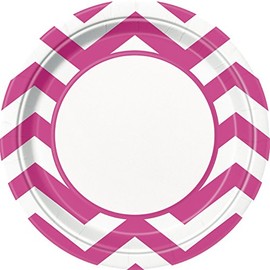 Unique Party 38585 - 23cm Hot Pink Chevron Party Plates, Pack of 8