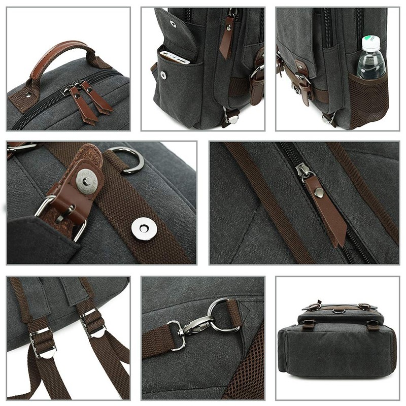 Mygreen Crossbody Backpack, Sling 2-Way, Canvas, Black