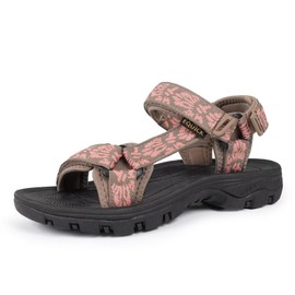 EQUICK - Sandalias deportivas para mujer, con correa de punta abierta, antideslizantes, cómodas sandalias atléticas para la playa, Sakura-2022, 28 cm