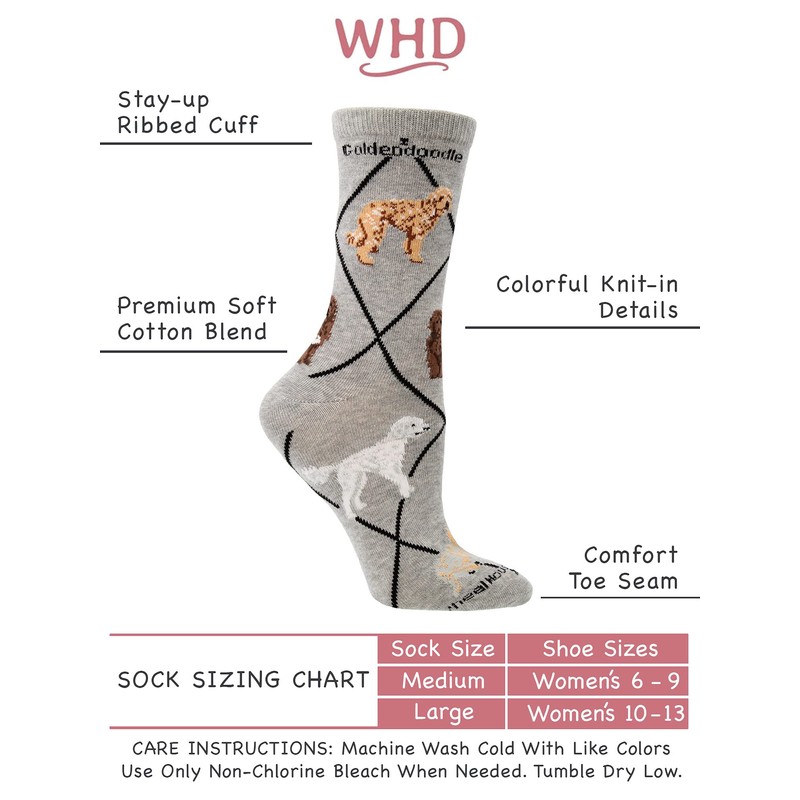 WHD Goldendoodle Socks (Gray, Large)