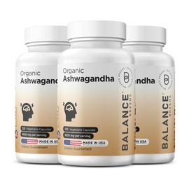Certified Organic Ashwagandha 1600mg, 120 Veg Capsules - Supports Sleep & Balanced Energy Levels (Pack of 3)