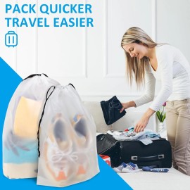 COIDEA Clear Shoe Bags for Travel 5 PCS, 15.7" x 11.8" Drawstring Travel Shoe Bags