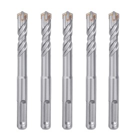 5 Pack 1/2 in x 4.33 in (12 x 110mm) SDS Plus Rotary Hammer Drill Bit, Concrete Drill Bit,Masonry Drill Bit for Concrete, Brick and Cement,4.33 inch Length (1/2 in x 4.33 in (12 x 110mm)