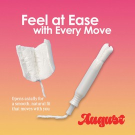 August Super + Regular Tampons - 72-Pack (36 + 36) 100% Organic Cotton Tampons for Women and Anyone Who Menstruates, Non-Toxic, Fragrance-Free, and Hypoallergenic with Long Applicators