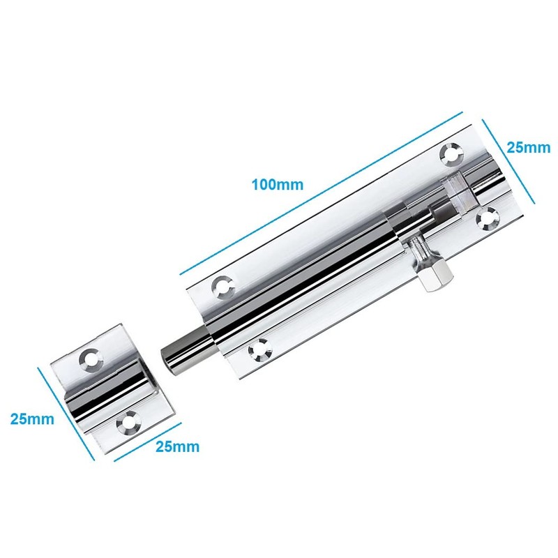TERF® Door Bolt Polished Chrome Barrel Slide Lock 100mm [4'']