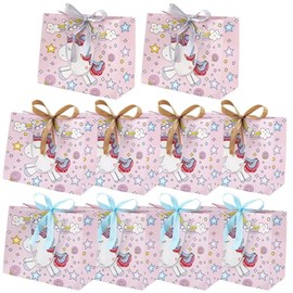 Angoily Bolsa de Obsequio Mediana Asas, 10 Piezas Cinta de Colores Surtidos, Diseño Unicornio Colorido y Resistente, Adecuado para Fiestas, Navidad y Embalaje de Regalos Color Aleatorio