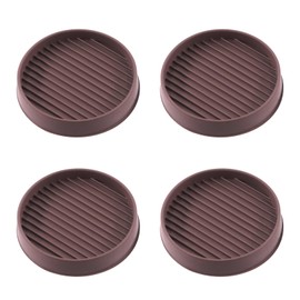 Keadic Non-Slip Rubber Caster Cups Assortment Set, Round and Square Anti Slide Leg Coasters Floor Protector Furniture Pads for Piano Sofa Bed Chair Couch Stoppers (3 * 3 Inches, Round-Brown)
