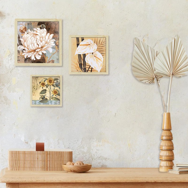 HEART ART 8x8 Natural Wood Picture Frame Set of 9,Display