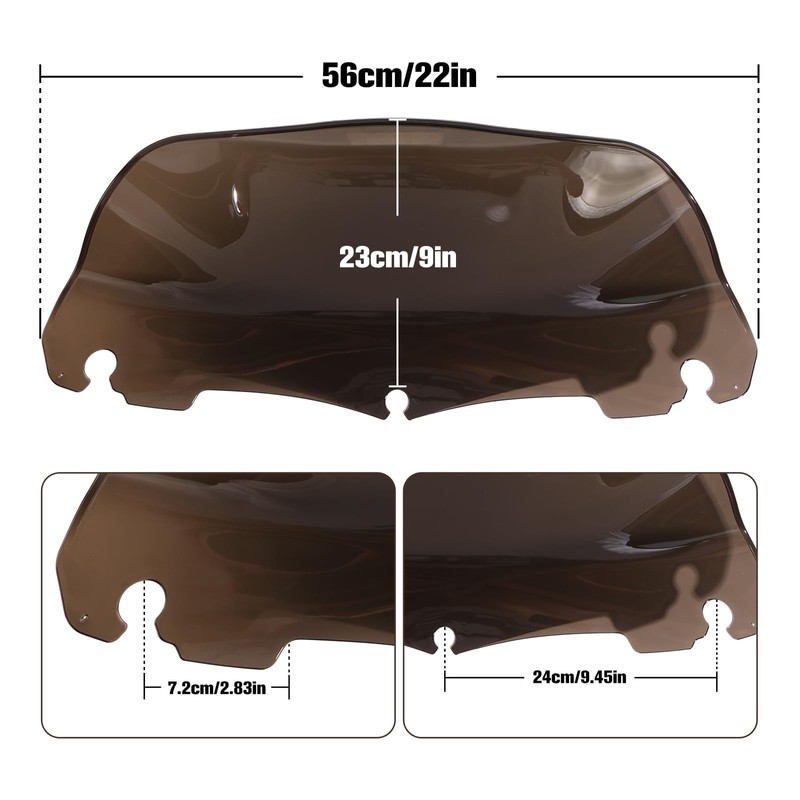 9" Wave Windshield Windscreen For Harley Touring Street Glide Electra