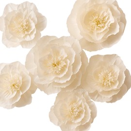 KEY SPRING Paper Flower Decorations, Large Crepe Paper Flowers, Handcrafted Flowers, Giant Paper Flowers (Beige, Set of 6) for Wedding Backdrop, Nursery Wall Decorations, Bridal Shower, Baby Shower