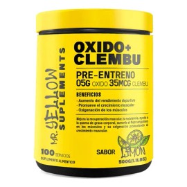 Suplemento Pre Entreno Polvo Limón Óxido Nítrico Clembuterol 500g Mr. Yellow                                                                          