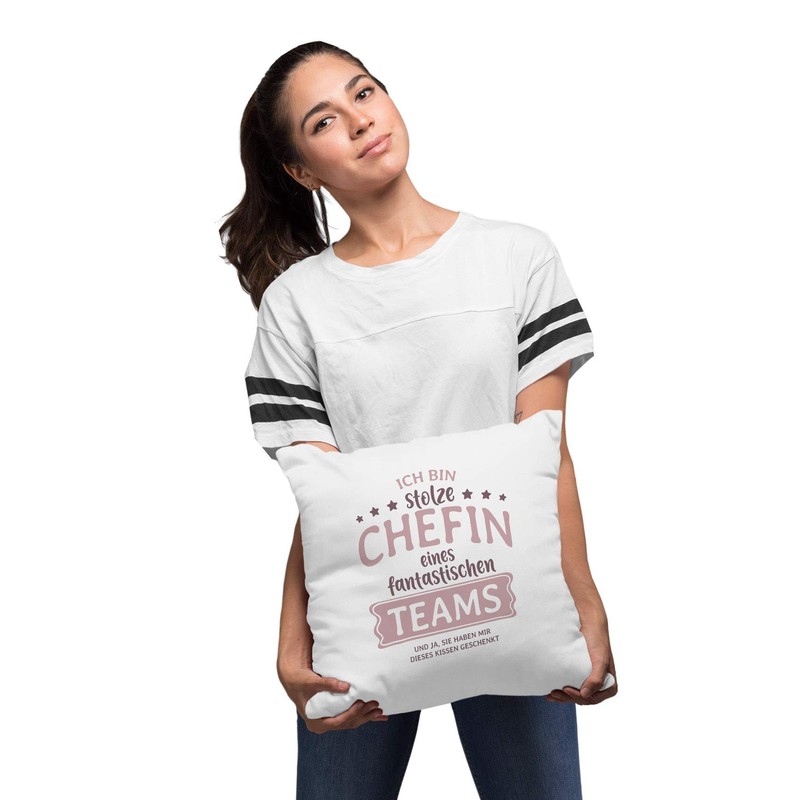 MoonWorks® Cushion Cover with German Text "Ich Bin stolze/r Chefin/Chef