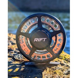 RIFT Breach Fly Fishing Reel, Carbon Disc Drag, Full CNC-Machined Anodized Aluminum Fly Reel, 3/4, 5/6 Weight, Black, Silver (Black/Silver - Without Line, 3/4wt)