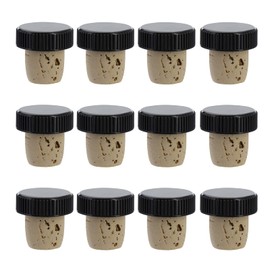 Westmark 12 tappi per bottiglie di vino, liquori, olio o aceto, sughero naturale/plastica, marrone chiaro/nero, 482020E4