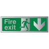VSafety Fire Exit-Fire Exit Arrow Down Sign - 300mm x