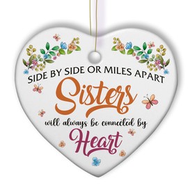 Sportyzen 2024 Christmas Ornament - Side by Side Sisters Ceramic Ornament - Sisterhood Cherished Sister Moments, Holiday Decor, for Sister, Bestie, Friends