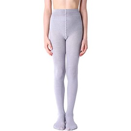 NOQ Girls Tights with 3D Effect Pattern Plain Dance Gymnastics Fancy Outfit Little Princess, MiniMini Silver