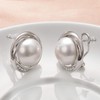 Yoursfs White Large Pearl Stud Earrings for Women Silvery CZ