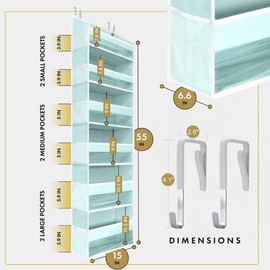 HOMELUX THEORY UPGRADED Over The Door Organizer Hanging - 100D EXTRA THICK & 50lbs HUGE CAPACITY 6 Large Front & 12 Side Pockets, Over The Door Shoe Organizer, Hanging Closet Organizer (Baby Blue 2pc)