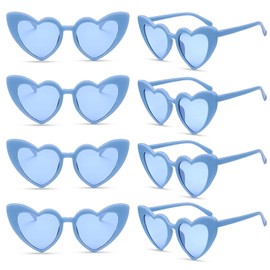 SUNOVELTIES 8 Pack Heart Shaped Sunglasses Womens Retro Blue Cat Eye Heart Glasses Bachelorette Party Favors Bulk Classic Eyewear