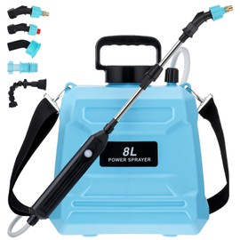 Fervidus Electric Battery Powered Garden Sprayer 2 Gallon, Weed Backpack Sprayer with 5 Mist Nozzles & Retractable Wand & Adjustable Strap for Lawn, Garden, Yard