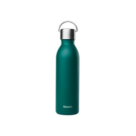 Qwetch - Active Emerald Green 600 ml Insulated Flask - Drinking Bottle with Recycled Stainless Steel Handle - Cold for 24 Hours and Warm for 12 Hours - Waterproof, BPA Free & Compact