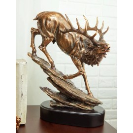 Large Bellowing Wapiti Bull Elk Deer Rustic Bronze Electroplated Finish Statue
