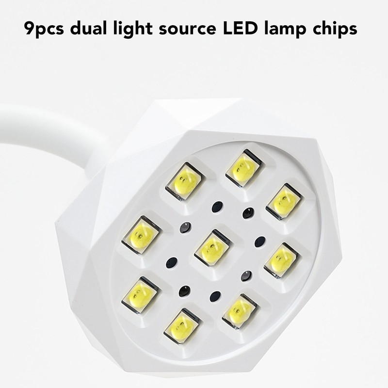 27W Gooseneck Nail Lamp with 9pcs Lamp Chips Flexible Gooseneck