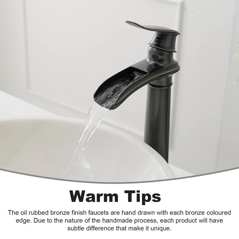 BWE Bathroom Vessel Sink Faucet Waterfall Spout Single Handle One