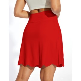 M MOTEEPI Red Skort for Women Dressy Casual Knee Length Women's Golf Athletic Tennis Skirt Skorts with Zipper Pockets XL