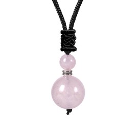 Crystal Necklaces for Women Men, Pink Crystal Round Necklace for Protection, Crystals and Healing Stones Pendant Jewelry for Spiritual(Pink crystal)