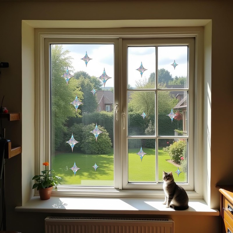 Pack of 39 Prism Window Stickers for Bird Strikes, Anti