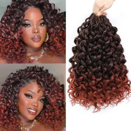 Herkeymidy GoGo Curl Crochet Hair 14 Inch 8 Packs Pre Looped Ocean Wave Crochet Hair Deep Twist Crochet Synthetic Braiding Hair for Women (T350, 14 Inches)