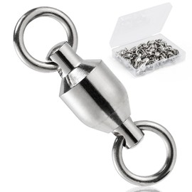 Dr.Fish 20 Pack Ball Bearing Swivels Fishing Tackles, Copper Stainless Steel Solid Rings Super High Strength Saltwater Fishing Swivels Leader Rig Connector