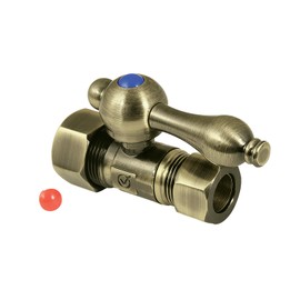 Kingston Brass CC44453 Vintage 5/8-Inch x 1/2-Inch OD Comp Straight Shut Off Valve, Antique Brass