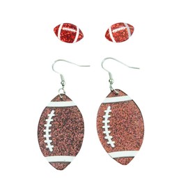 2 Pairs Glitter Acrylic Sport Ball Earrings Set for Women Baseball Basketball Soccer Stud Dangle Earrings Sport Ball Jewelry for Baseball Sport Fan Jewelry Gift-football