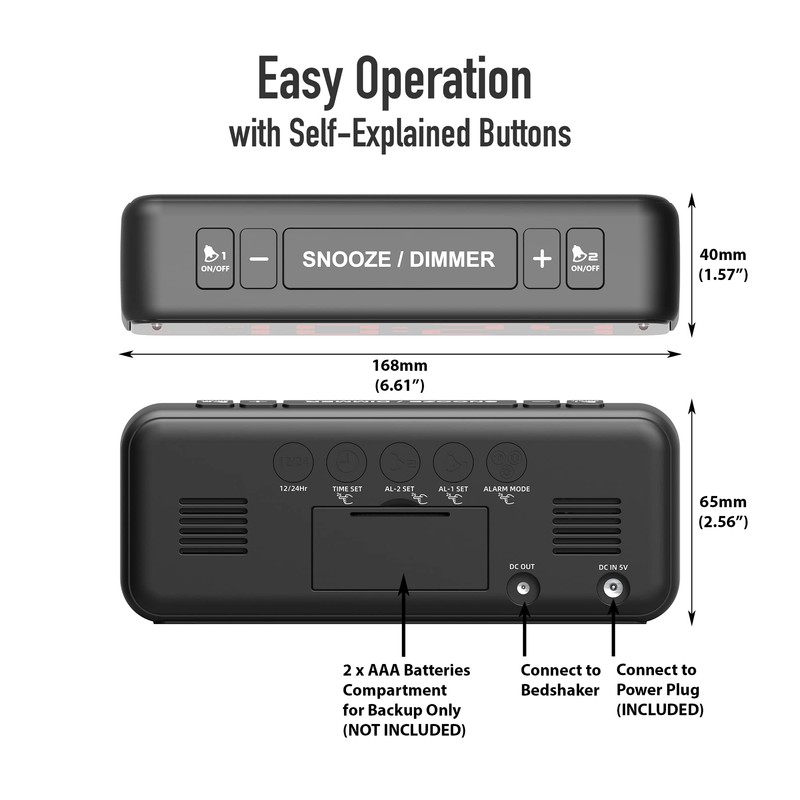 A5 Extreme Powerful Vibration Alarm Clock + Extra Loud Alarm