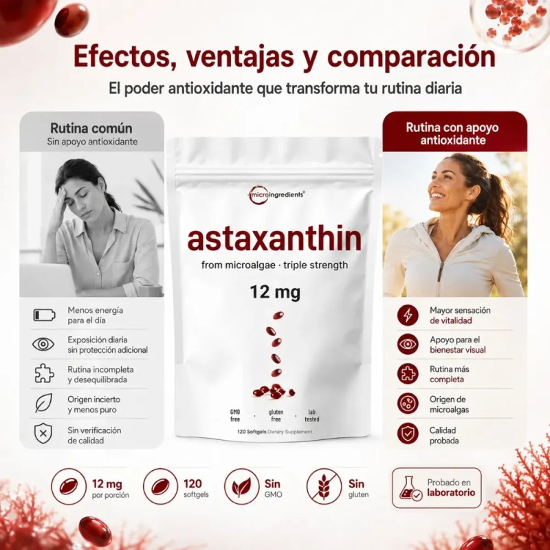 Astaxantina De Microalgas 12 Mg 120 Softgels Triple Fuerza