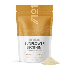 Sunflower Lecithin Powder 250g - De-Oiled 97% Essential Fat - Premium Quality - Resealable and Recyclable Pouch by Alpha01