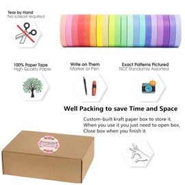 VIVIQUEN 20 Rolls Washi Tape Set Colored Masking Tape Pack Decorative Thin Tapes Children and Gifts Warpping (7.5MM)