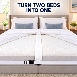 Twin to King Bed Bridge Converter Kit with 315 Inch Adjustable Mattress Strap and Storage Bag
