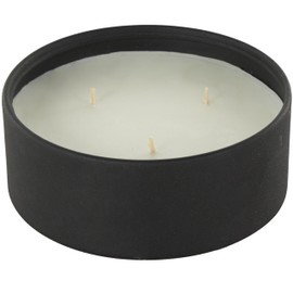 Deco 79 Metal Decorative Candle Creamy Vanilla Swirl Scented Textured 22oz 3 Wick Aromatherapy Candle with White Wax, Wax Aromatherapy Candle 6" x 6" x 3", Black