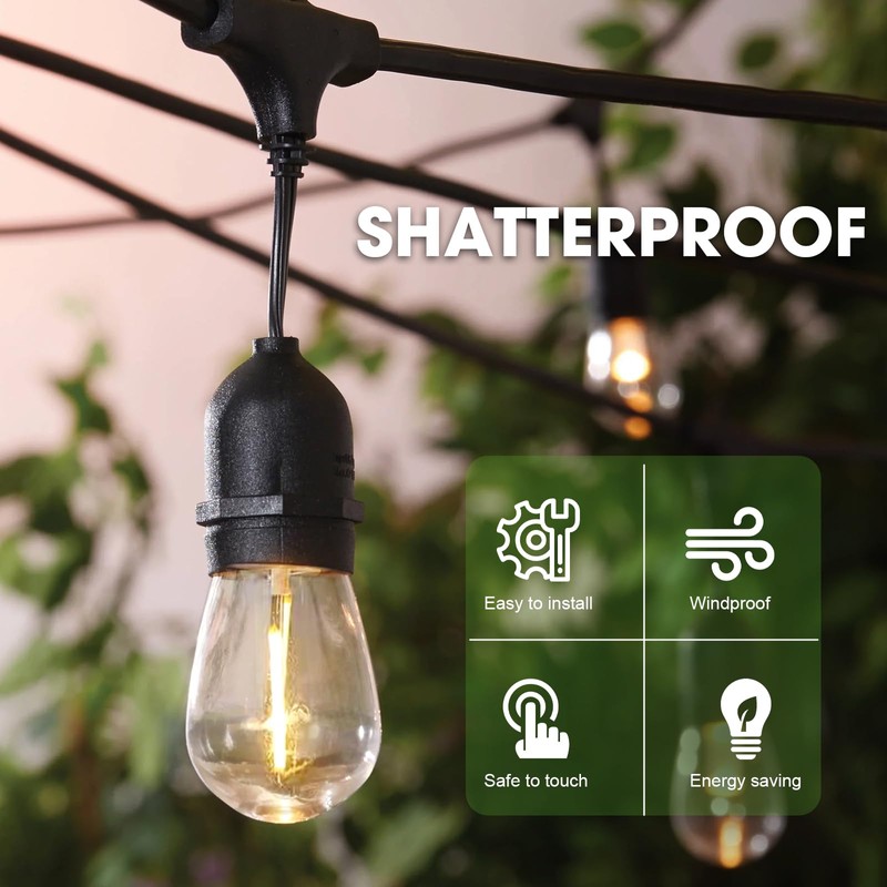 GvvooHome LED S14 Replacement Light Bulbs for Outdoor String Lights,